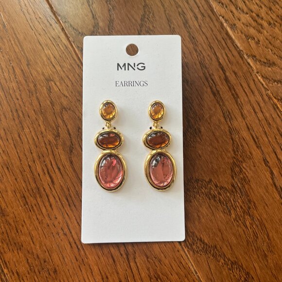 NWT - Mango Women's Earrings with Geometric Appliqué - Picture 2 of 7
